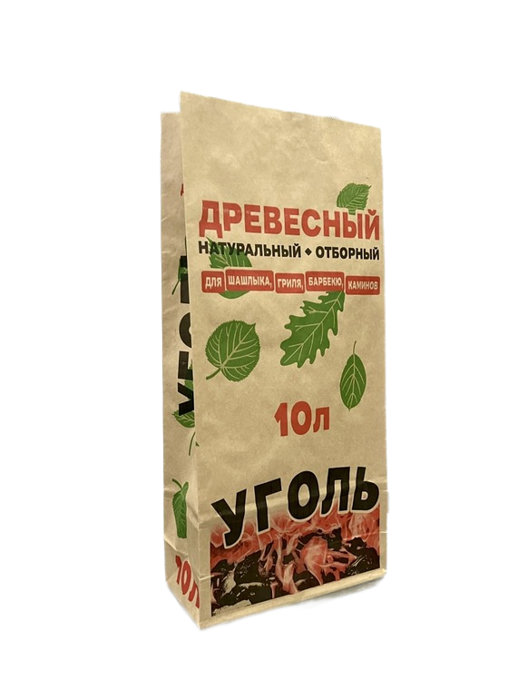 Бумажный пакет древесного угля 10 литров
